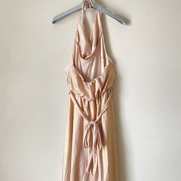 NOUVELLE AMSALE Liane Bridesmaid Dress Maxi Prom N349 Liquid Metal Rose Gold XS - Picture 9 of 13